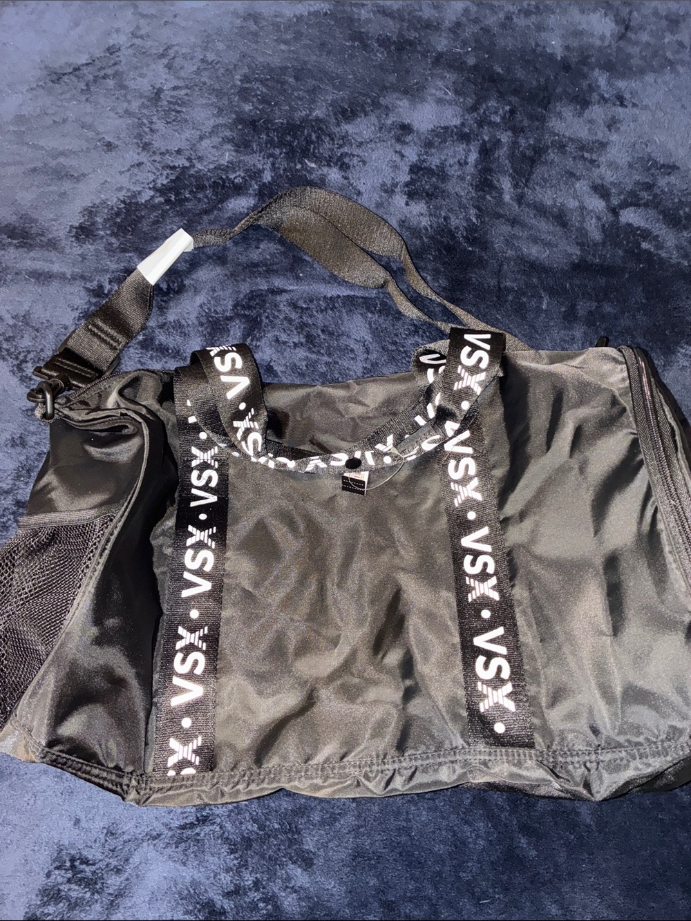 VSX Black Logo-Strap Gym Duffle